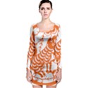 Chinese Zodiac Dog Star Orange Long Sleeve Bodycon Dress View1