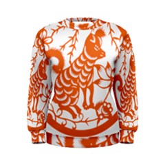 Chinese Zodiac Dog Star Orange Women s Sweatshirt