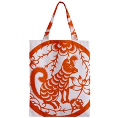 Chinese Zodiac Dog Star Orange Zipper Classic Tote Bag