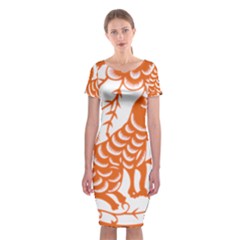 Chinese Zodiac Dog Star Orange Classic Short Sleeve Midi Dress by Mariart