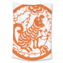 Chinese Zodiac Dog Star Orange Large Tapestry