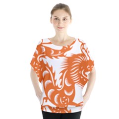 Chinese Zodiac Dragon Star Orange Blouse