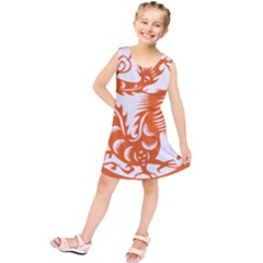 Chinese Zodiac Dragon Star Orange Kids  Tunic Dress