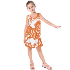 Chinese Zodiac Horoscope Horse Zhorse Star Orangeicon Kids  Sleeveless Dress