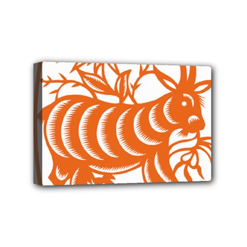 Chinese Zodiac Goat Star Orange Mini Canvas 6  X 4  by Mariart