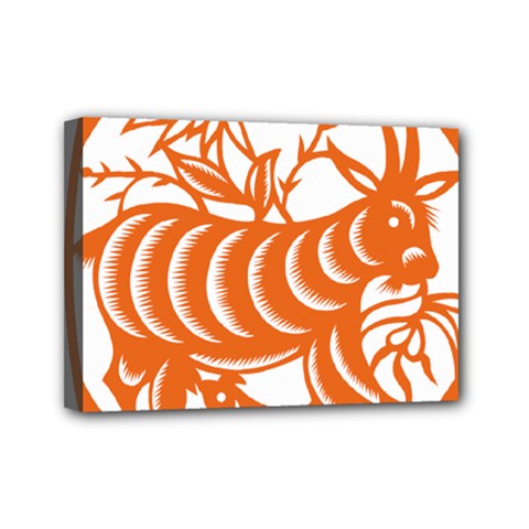 Chinese Zodiac Goat Star Orange Mini Canvas 7  X 5  by Mariart