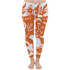 Chinese Zodiac Horoscope Pig Star Orange Classic Winter Leggings by Mariart