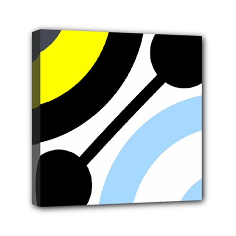 Circle Line Chevron Wave Black Blue Yellow Gray White Mini Canvas 6  X 6 