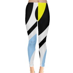 Circle Line Chevron Wave Black Blue Yellow Gray White Leggings  by Mariart