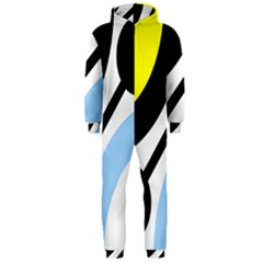 Circle Line Chevron Wave Black Blue Yellow Gray White Hooded Jumpsuit (men)  by Mariart