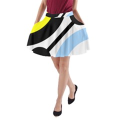 Circle Line Chevron Wave Black Blue Yellow Gray White A-line Pocket Skirt by Mariart