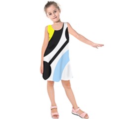 Circle Line Chevron Wave Black Blue Yellow Gray White Kids  Sleeveless Dress by Mariart