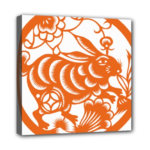 Chinese Zodiac Horoscope Rabbit Star Orange Mini Canvas 8  X 8 