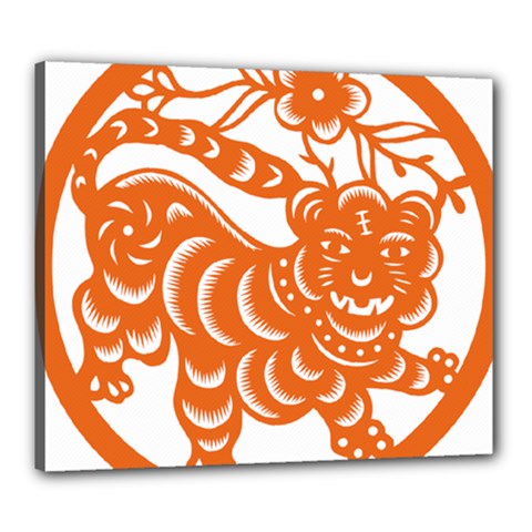 Chinese Zodiac Signs Tiger Star Orangehoroscope Canvas 24  X 20  by Mariart