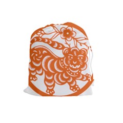 Chinese Zodiac Signs Tiger Star Orangehoroscope Drawstring Pouches (large) 