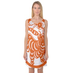 Chinese Zodiac Signs Tiger Star Orangehoroscope Sleeveless Satin Nightdress