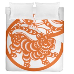 Chinese Zodiac Signs Tiger Star Orangehoroscope Duvet Cover Double Side (queen Size) by Mariart