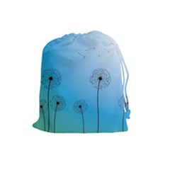 Flower Back Blue Green Sun Fly Drawstring Pouches (large) 