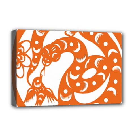 Chinese Zodiac Horoscope Snake Star Orange Deluxe Canvas 18  X 12   by Mariart