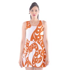 Chinese Zodiac Horoscope Snake Star Orange Scoop Neck Skater Dress by Mariart