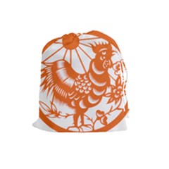 Chinese Zodiac Horoscope Zhen Icon Star Orangechicken Drawstring Pouches (Large) 