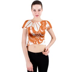 Chinese Zodiac Horoscope Zhen Icon Star Orangechicken Crew Neck Crop Top by Mariart