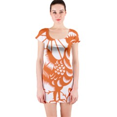 Chinese Zodiac Horoscope Zhen Icon Star Orangechicken Short Sleeve Bodycon Dress