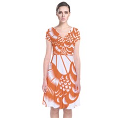 Chinese Zodiac Horoscope Zhen Icon Star Orangechicken Short Sleeve Front Wrap Dress