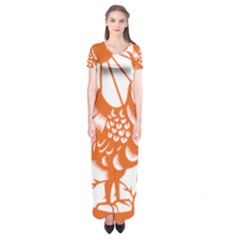 Chinese Zodiac Horoscope Zhen Icon Star Orangechicken Short Sleeve Maxi Dress