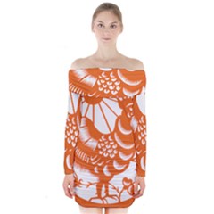 Chinese Zodiac Horoscope Zhen Icon Star Orangechicken Long Sleeve Off Shoulder Dress