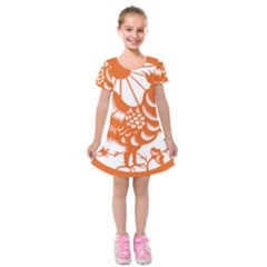 Chinese Zodiac Horoscope Zhen Icon Star Orangechicken Kids  Short Sleeve Velvet Dress by Mariart
