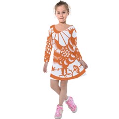 Chinese Zodiac Horoscope Zhen Icon Star Orangechicken Kids  Long Sleeve Velvet Dress