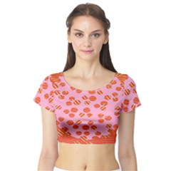 Distance Absence Sea Holes Polka Dot Line Circle Orange Chevron Wave Short Sleeve Crop Top (tight Fit) by Mariart