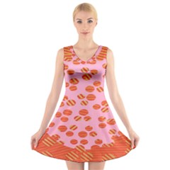 Distance Absence Sea Holes Polka Dot Line Circle Orange Chevron Wave V-neck Sleeveless Skater Dress by Mariart