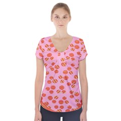 Distance Absence Sea Holes Polka Dot Line Circle Orange Chevron Wave Short Sleeve Front Detail Top by Mariart