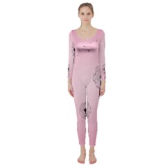 Flower Back Pink Sun Fly Long Sleeve Catsuit by Mariart