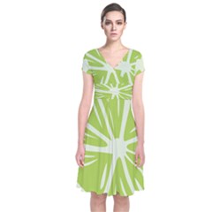 Gerald Lime Green Short Sleeve Front Wrap Dress