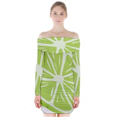 Gerald Lime Green Long Sleeve Off Shoulder Dress