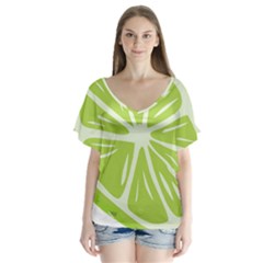 Gerald Lime Green Flutter Sleeve Top