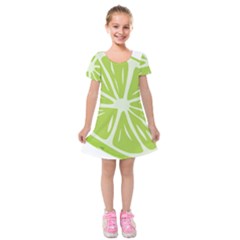 Gerald Lime Green Kids  Short Sleeve Velvet Dress