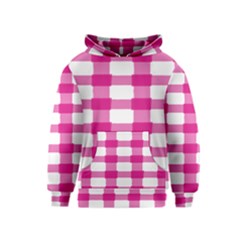 Hot Pink Brush Stroke Plaid Tech White Kids  Pullover Hoodie by Mariart