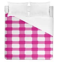 Hot Pink Brush Stroke Plaid Tech White Duvet Cover (queen Size) by Mariart