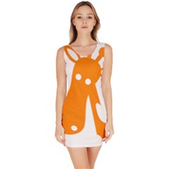 Giraffe Animals Face Orange Sleeveless Bodycon Dress