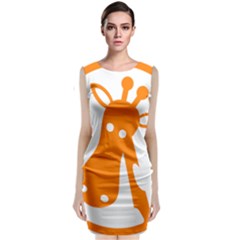 Giraffe Animals Face Orange Classic Sleeveless Midi Dress by Mariart
