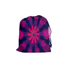 Flower Red Pink Purple Star Sunflower Drawstring Pouches (medium)  by Mariart