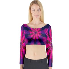 Flower Red Pink Purple Star Sunflower Long Sleeve Crop Top by Mariart