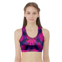 Flower Red Pink Purple Star Sunflower Sports Bra With Border