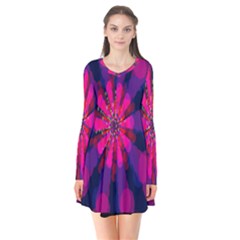 Flower Red Pink Purple Star Sunflower Flare Dress by Mariart