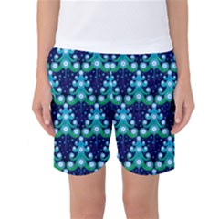 Christmas Tree Snow Green Blue Women s Basketball Shorts by Mariart