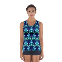 Christmas Tree Snow Green Blue Women s Sport Tank Top  by Mariart